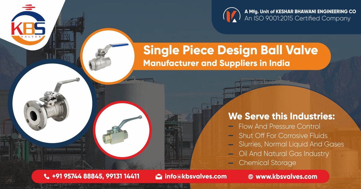 Single Piece Design Ball Valves Manufacturer in Ahmedabad, Gujarat & India