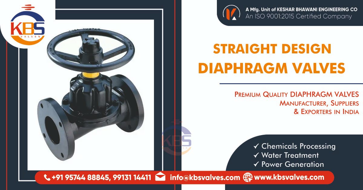 Straight Design Diaphragm Valves Manufacturer & Suppliers in India