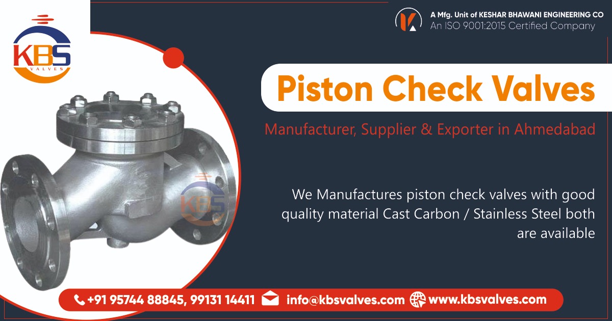 Piston Check Valves Suppliers in India