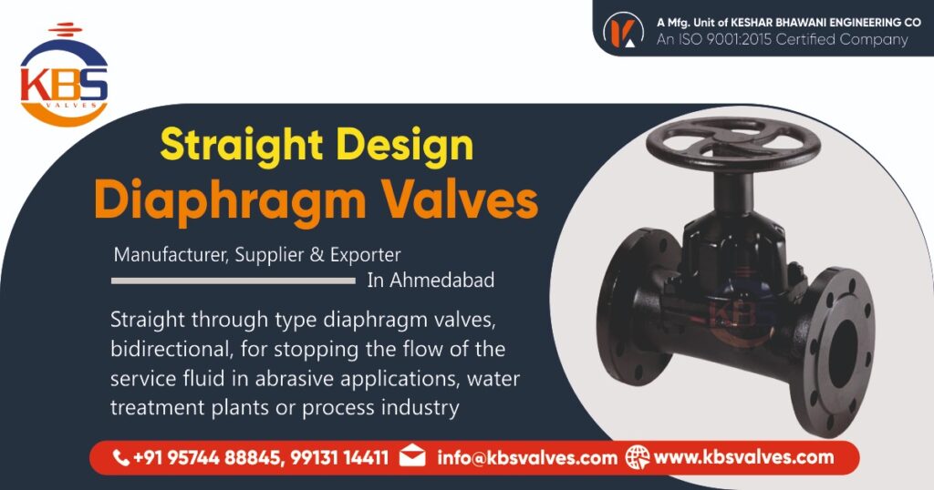 Straight design diaphragm valves Manufacturer in India