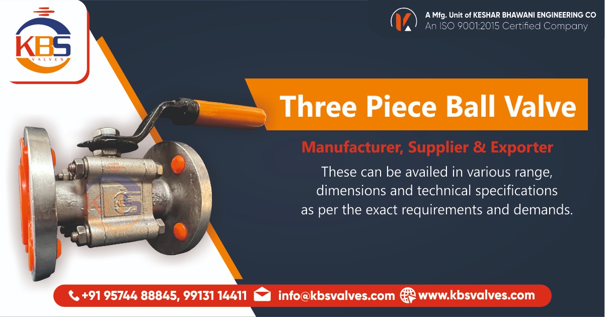 Three Piece Design Ball Valves Manufacturer in Ahmedabad, Gujarat, India