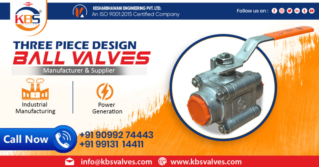 Three Piece Design Ball Valve in Jharkhand