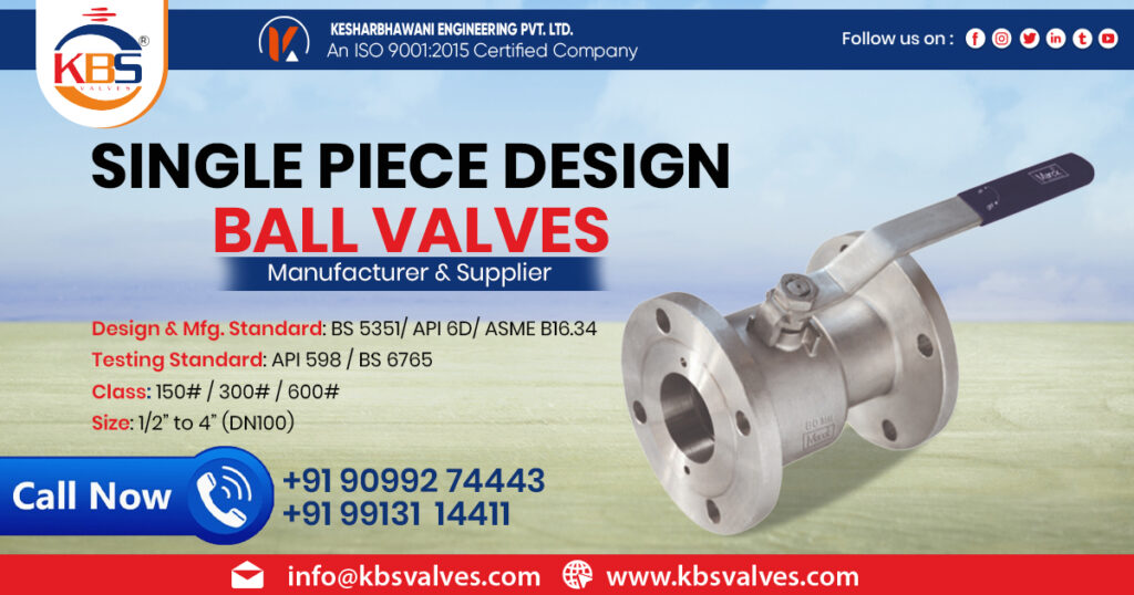 Single Piece Design Ball Valve in Punjab