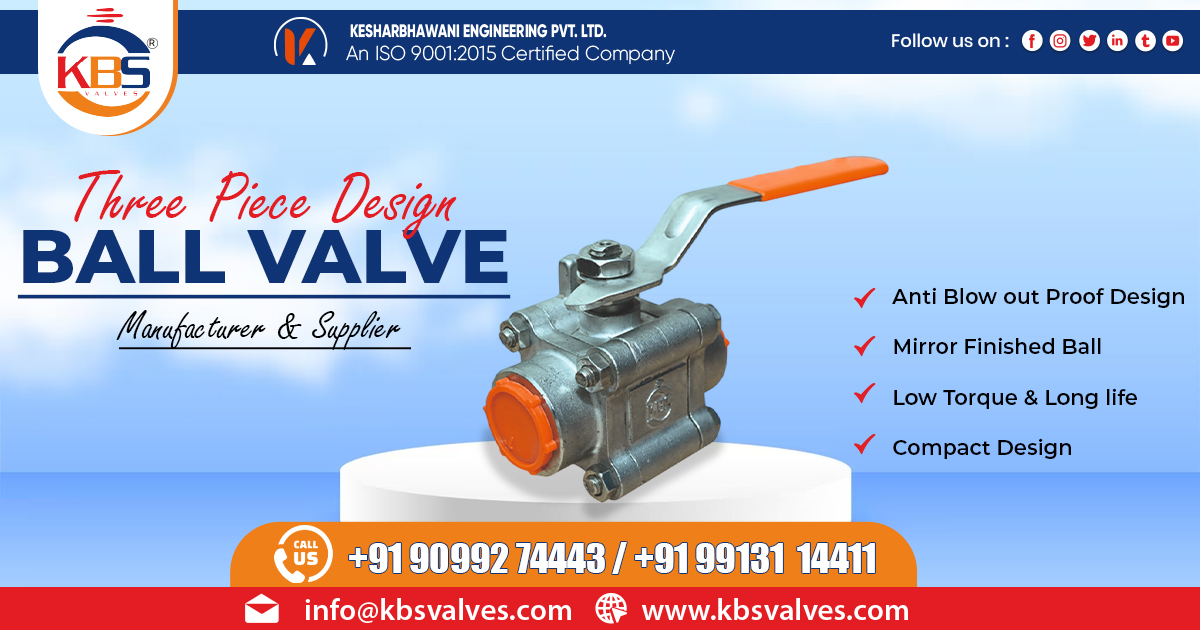 Three Piece Design Ball Valve in Madhya Pradesh